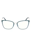 Tom Ford 56mm Butterfly Blue Light Blocking Glasses In Shiny Turquoise