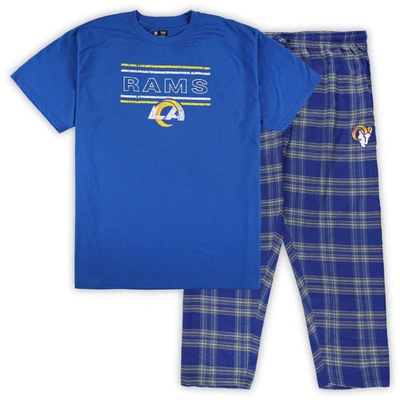 Concepts Sport Men's  Royal, Gold Los Angeles Rams Big And Tall Flannel Sleep Set In Royal,gold