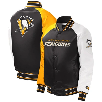 Starter Kids' Youth  Black Pittsburgh Penguins Raglan Full-snap Varsity Jacket