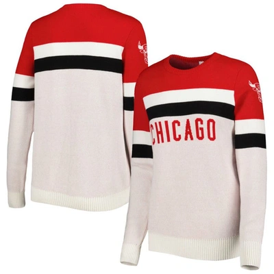 Lusso Red/cream Chicago Bulls Dominique Pullover Sweater