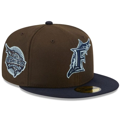 New Era Brown/navy Florida Marlins   Walnut 9fifty Fitted Hat