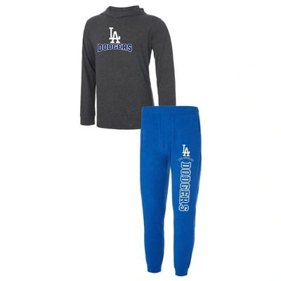 Concepts Sport Heather Royal/heather Charcoal Los Angeles Dodgers Meter Hoodie & Joggers Set
