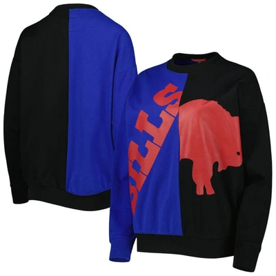 Mitchell & Ness Women's  Royal, Black Buffalo Bills Big Face Pullover Sweatshirt In Royal,black