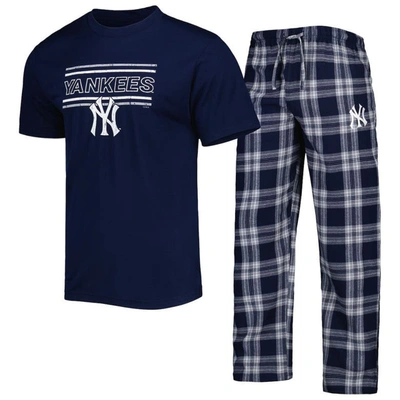 Concepts Sport Navy/gray New York Yankees Badge T-shirt & Pants Sleep Set