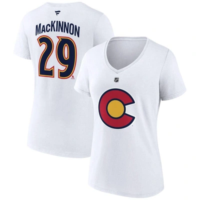 Fanatics Branded Nathan Mackinnon White Colorado Avalanche Special Edition 2.0 Name & Number V-neck