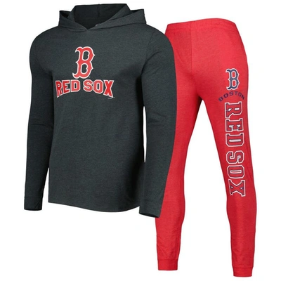 Concepts Sport Men's  Heather Red, Heather Charcoal Boston Red Sox Meter Pullover Hoodie And Joggers In Heather Red,heather Charcoal