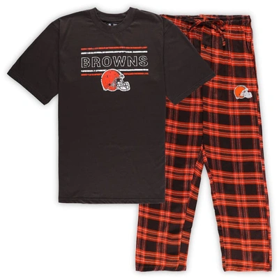 Concepts Sport Brown/orange Cleveland Browns Big & Tall Flannel Sleep Set