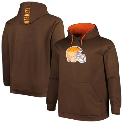 Profile Men's Brown Cleveland Browns Big And Tall Logo Pullover Hoodie