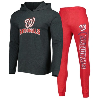 Concepts Sport Heather Red/heather Charcoal Washington Nationals Meter Pullover Hoodie & Joggers Set