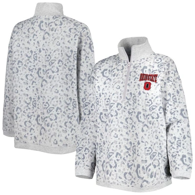 Gameday Couture Heather Gray Ohio State Buckeyes Leopard Quarter-zip Jacket