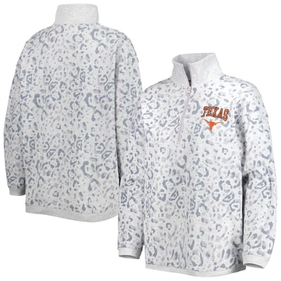 Gameday Couture Heather Gray Texas Longhorns Leopard Quarter-zip Jacket