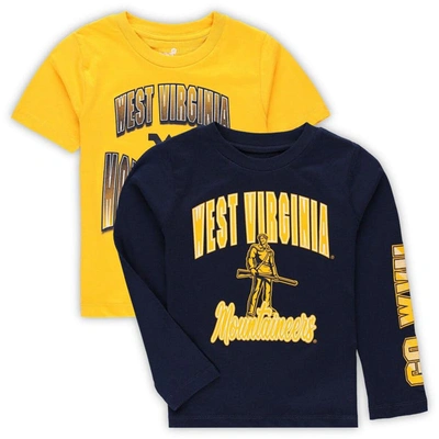 Outerstuff Kids' Preschool Navy/gold West Virginia Mountaineers Game Day T-shirt Combo Pack