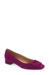 Ann Mashburn Buckle Flat In Deep Orchid Suede