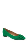 Ann Mashburn Buckle Flat In Emerald Suede