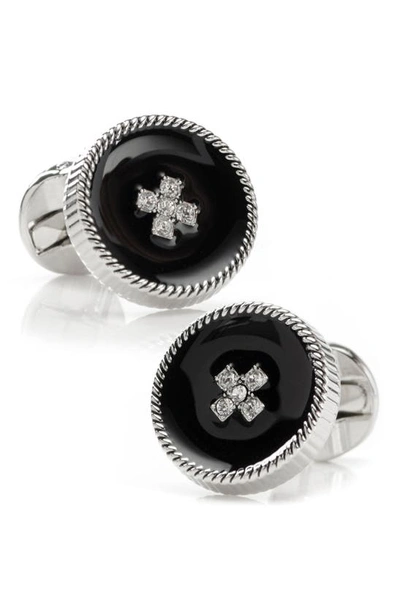 Cufflinks, Inc Crystal Button Cuff Links In Black