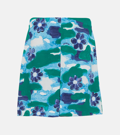 Marni Flaminia Viscose Print Skirt In Light Blue