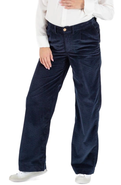 Cache Coeur Clyde Velvet Corduroy Maternity Trousers In Marine