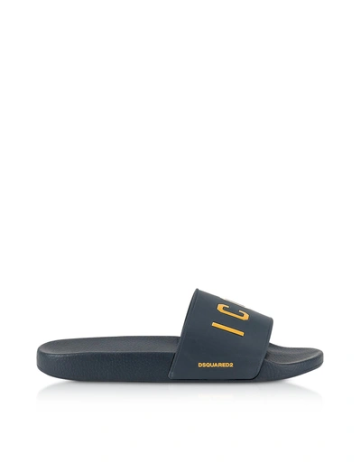 Dsquared2 Icon Navy Blue Rubber Slide Sandals