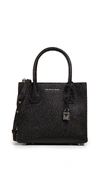 Michael Michael Kors Mercer Medium Leather Messenger In Black