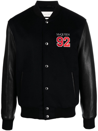 Alexander Mcqueen Logo Embroidered Buttoned Jacket In Black