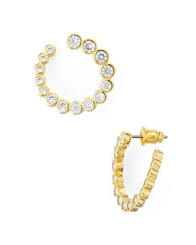 Kate Spade New York Gold-tone Crystal Bypass Hoop Earrings