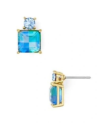 Kate Spade New York Gold-tone Square Crystal Drop Earrings In Blue