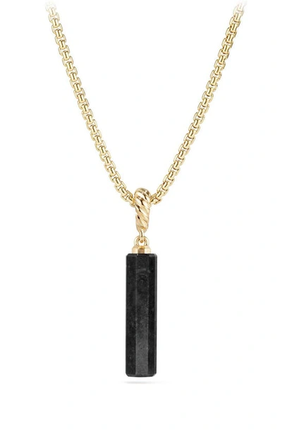 David Yurman 18k Barrel Charm Amulet Pendant, Black Onyx