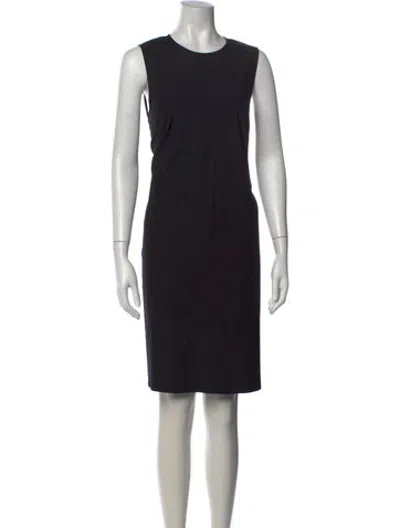Pre-owned 6397 Crew Neck Knee-length Dress In Blue