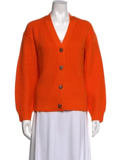 Pre-owned 6397 Merino Wool V-neck Sweater W/ Tags In Orange