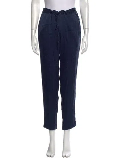 Pre-owned 6397 Silk Straight Leg Pants In Blue