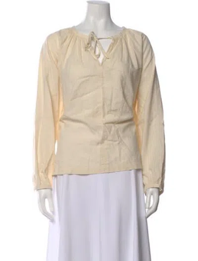 Pre-owned 6397 Tie Neck Long Sleeve Top In Neutrals