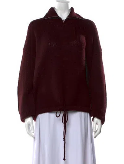 Pre-owned 6397 Wool Mock Neck Sweater In Burgundy