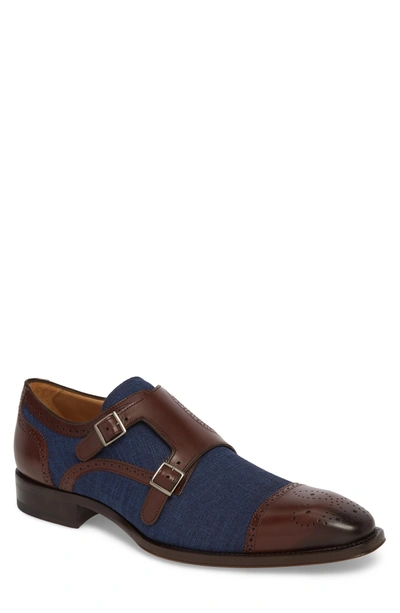 Mezlan Men's Cupido Double-monk Strap Loafers Men's Shoes In Brown/ Blue