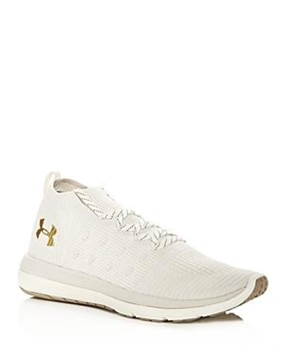 Under Armour Men's Slingflex Rise Knit Mid Top Sneakers In Ivory/ Metallic Victory Gold