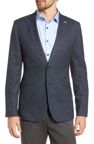 Ted Baker Burke Semi Plain Trim Fit Jacket In Navy