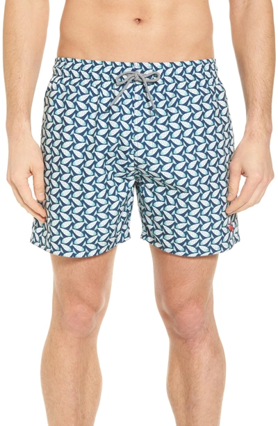 Ted Baker Loxham Fish Geo Print Swim Short In Navy