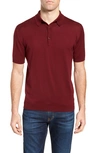 John Smedley Jersey Polo In Burgundy Grain