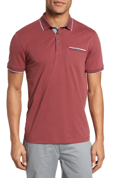 Ted Baker Derry Modern Slim Fit Polo In Deep Pink
