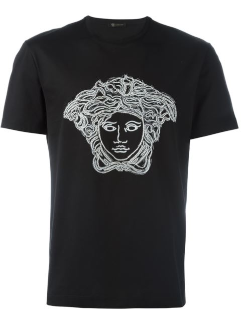 Versace Threaded Sequin 'medusa Head' T-shirt In Nero | ModeSens
