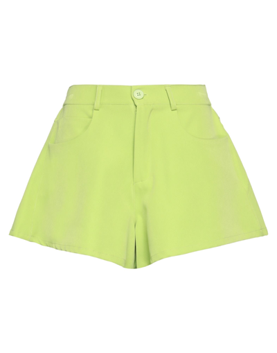 Vanessa Scott Woman Shorts & Bermuda Shorts Acid Green Size M Polyester, Elastane