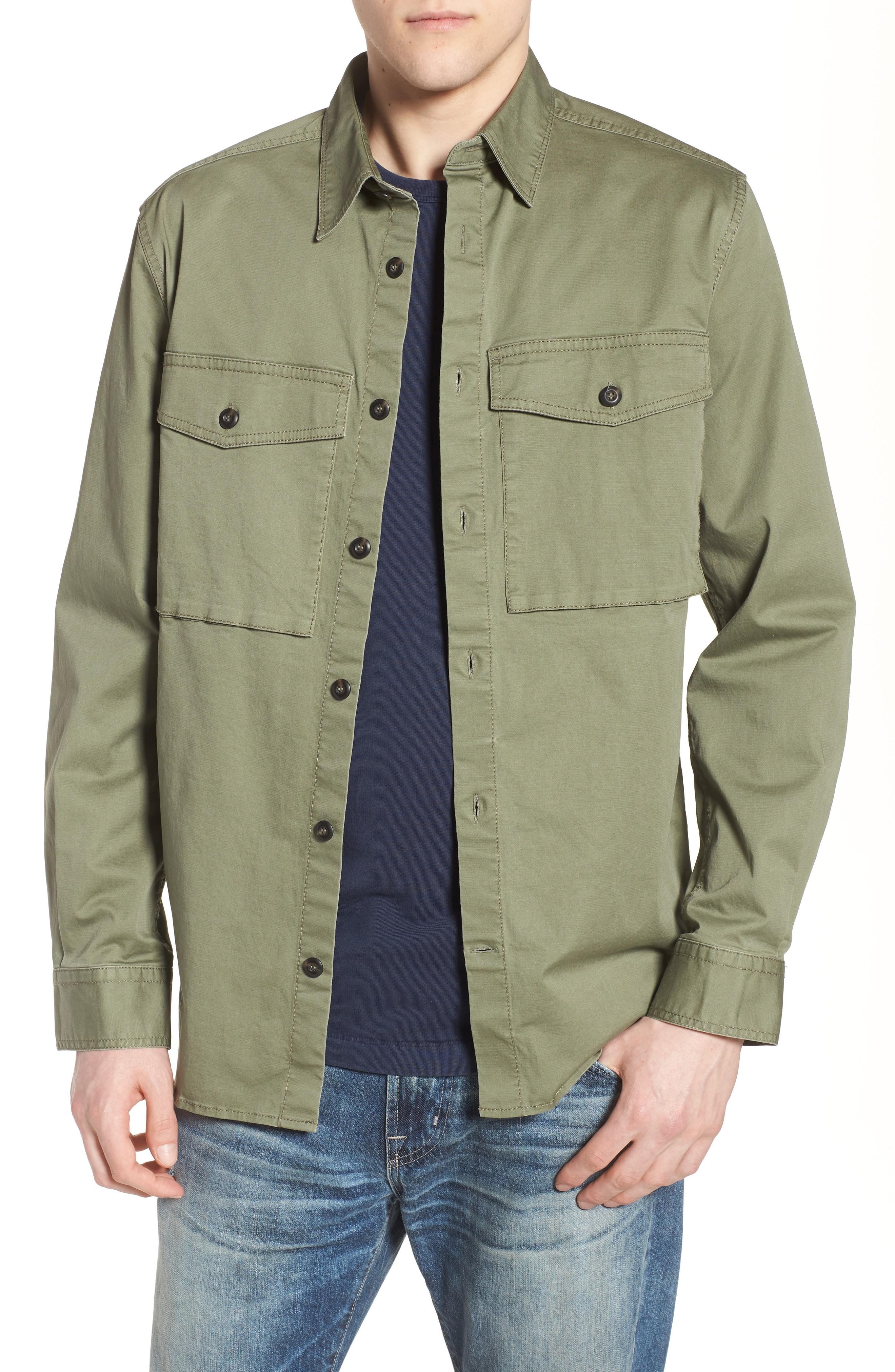 French Connection Twill Military Shirt Jacket In Deep Lichen Green ...