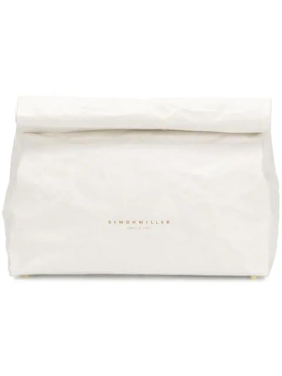 Simon Miller Lunchbag 30 Crinkled-leather Clutch In White