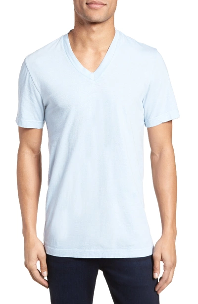 James Perse Short Sleeve V-neck T-shirt In Baby Blue Pigment