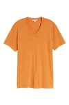 James Perse Short Sleeve V-neck T-shirt In Goldfish Pigment
