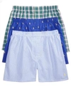 Polo Ralph Lauren Men's Classic Woven Boxers, 3-pack In Bright Navy/ Blue/ Green