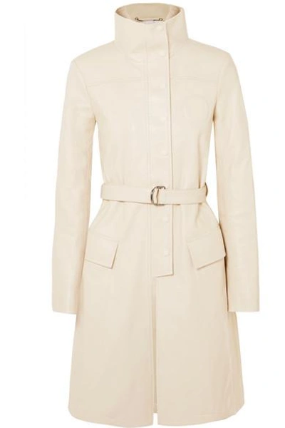 Chloé Belted Textured-leather Trench Coat In Ivory