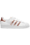 Adidas Originals Superstar Metallic-trimmed Leather Sneakers In White