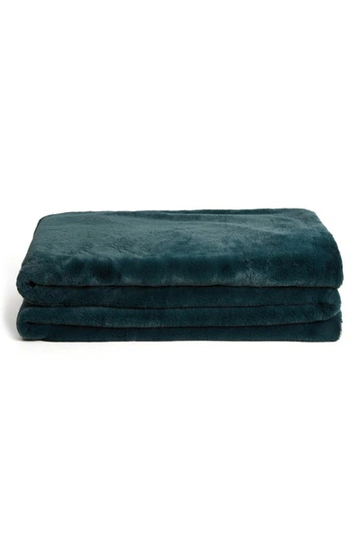 Unhide Lil Marsh Medium Faux Fur Blanket In Emerald