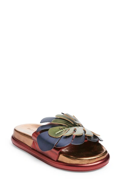 Farm Rio Monstera Anatomic Slide Sandal In Bronze | ModeSens