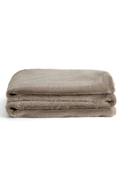 Unhide Lil Marsh Small Faux Fur Blanket In Pewter